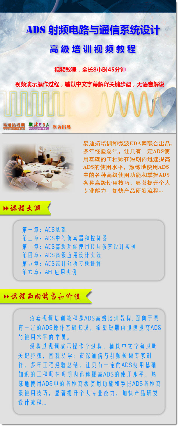 ADS射頻電路與通信系統(tǒng)設計高級培訓課程簡介